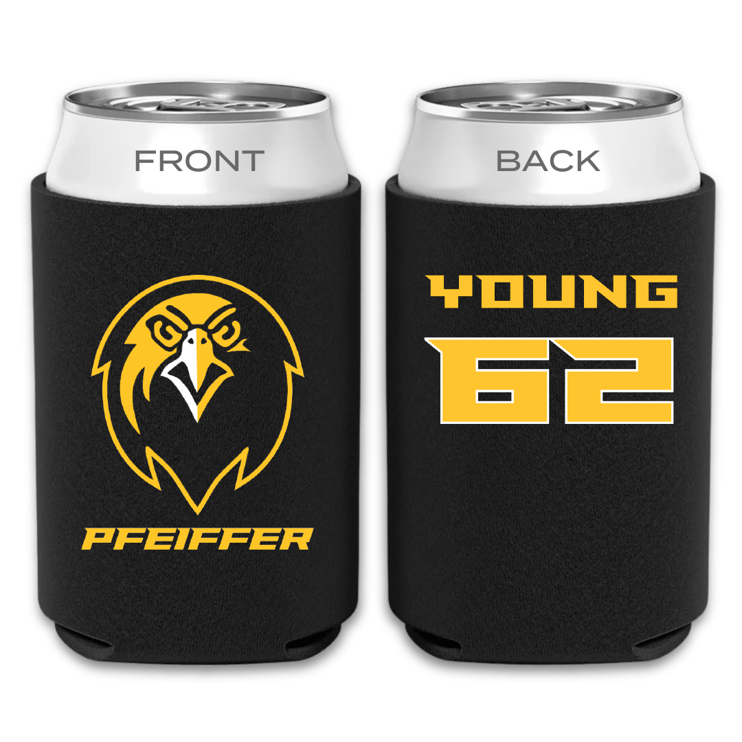Pfeiffer University Baseball Black Can Cooler - #62 Drew Young
