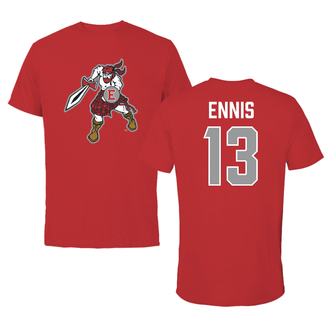 PennWest Edinboro Football Red Tee - #13 Gavin Ennis