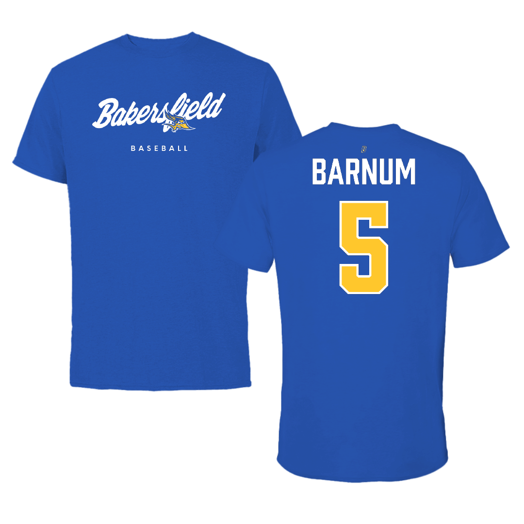 California State University-Bakersfield Baseball Blue Performance Tee - #5 Lewis Barnum