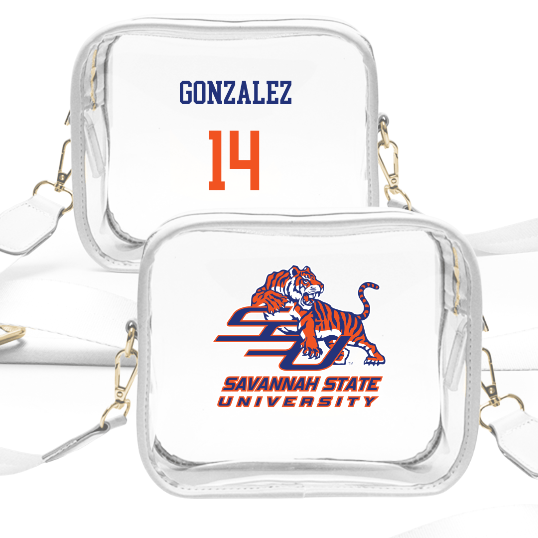 Savannah State University Baseball White Clear Stadium Bag - #14 Gregorio Gonzalez