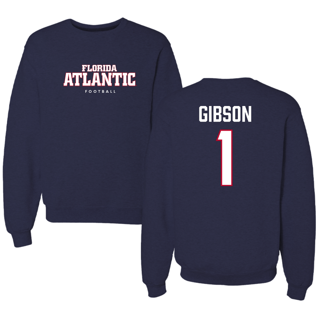 Florida Atlantic University Football Navy Crewneck - #1 Zach Gibson