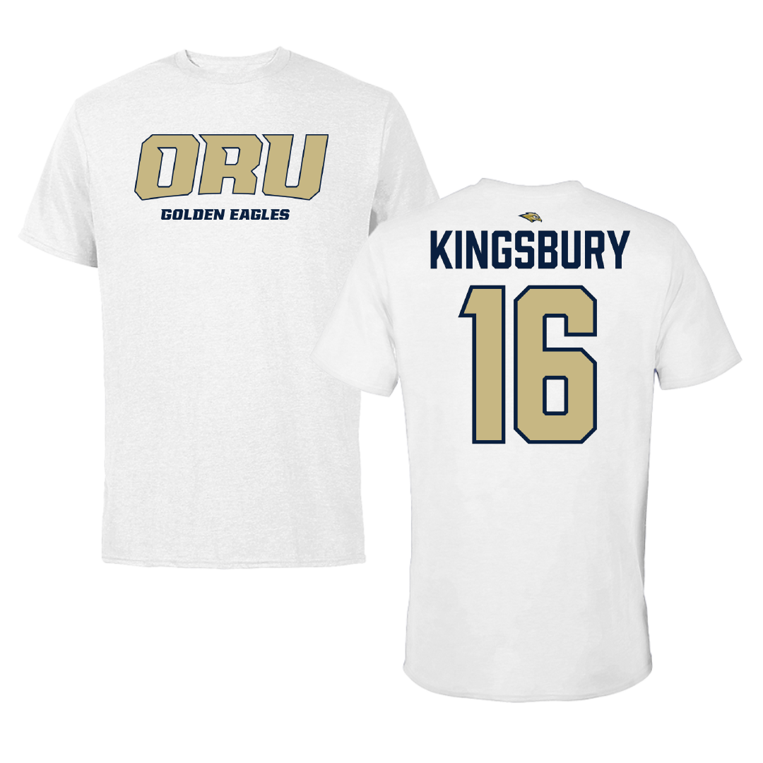 Oral Roberts University Soccer White Performance Tee - #16 Carty Kingsbury