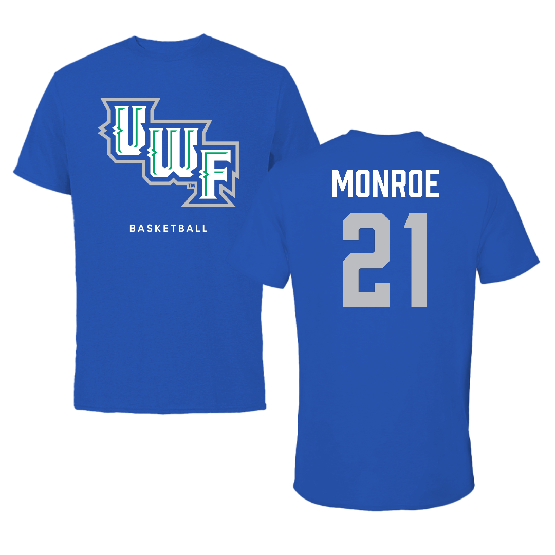 University of West Florida Basketball (M) Blue Performance Tee - #21 Christian Monroe