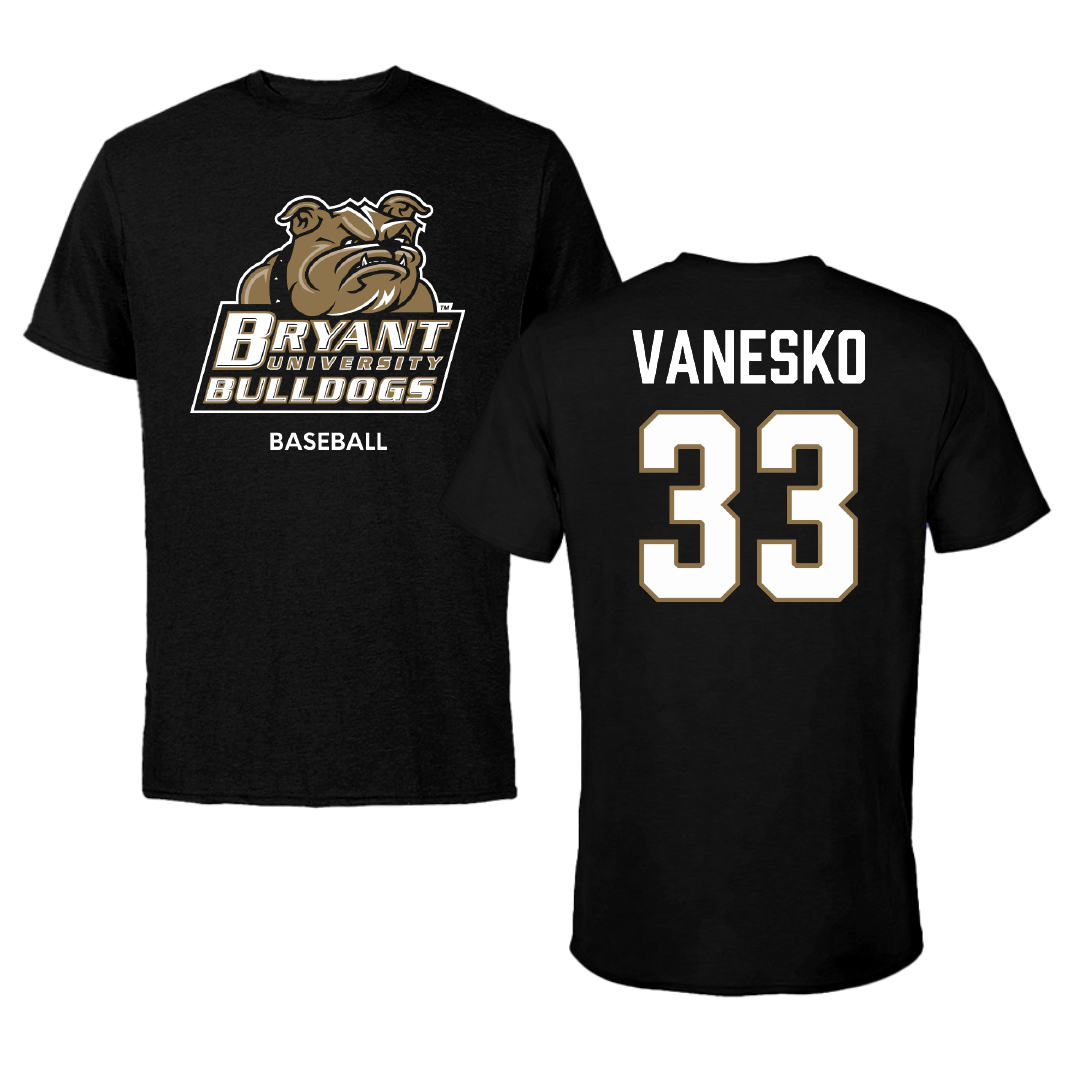 Bryant University Baseball Black Tee - #33 Jackson Vanesko