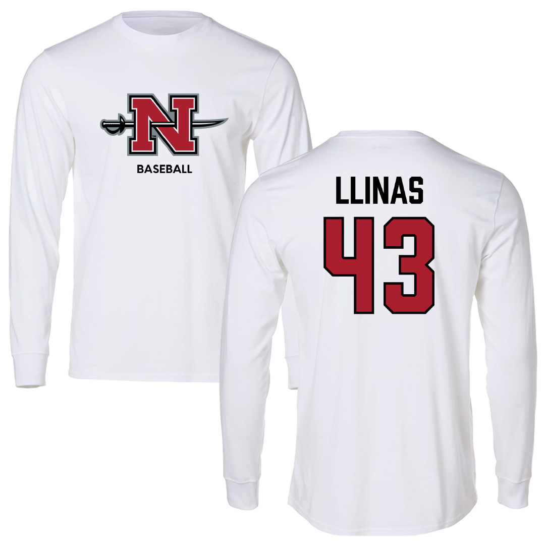Nicholls State University Baseball White Long Sleeve - #43 Alexander Llinas