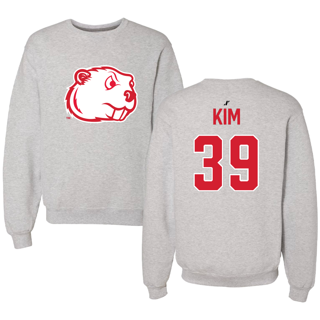 Minot State University Baseball Light Gray Crewneck - #39 Andrew Kim
