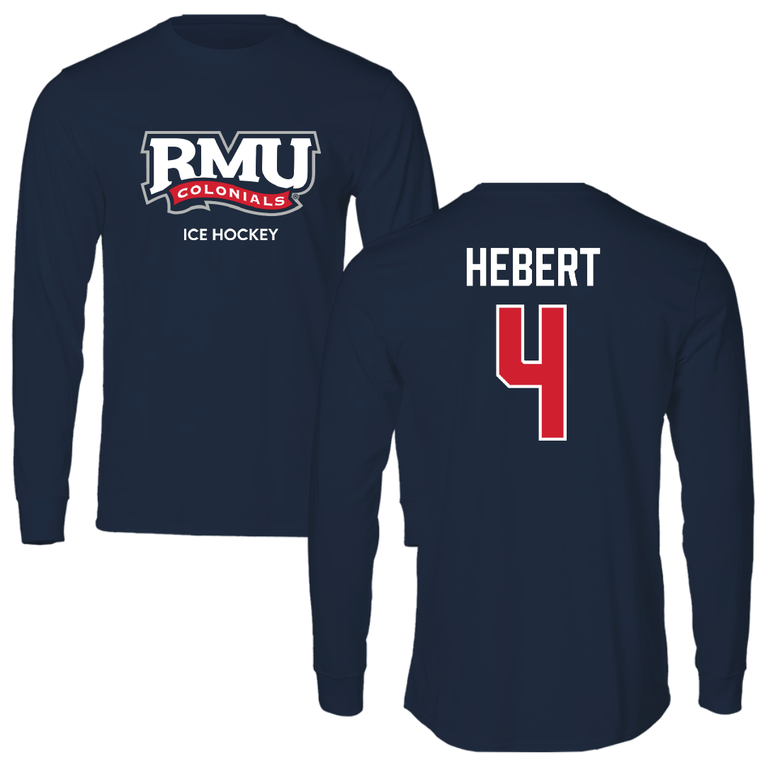 Robert Morris University Ice Hockey (W) Navy RMU Performance Long Sleeve - #4 Allyson Hebert