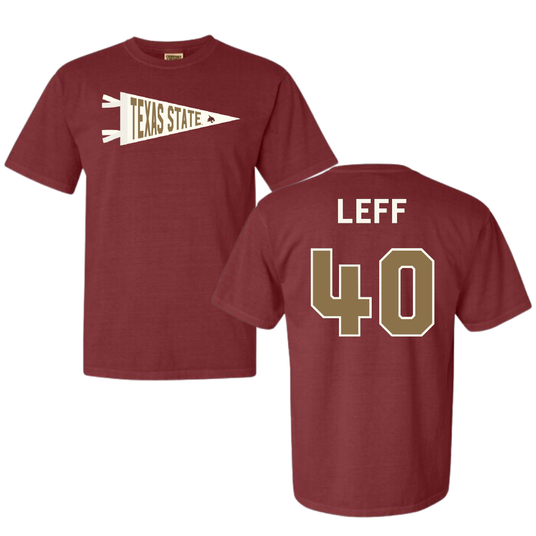 Texas State University Basketball Maroon Pennant Comfort Colors Tee - #40 Nicole Leff