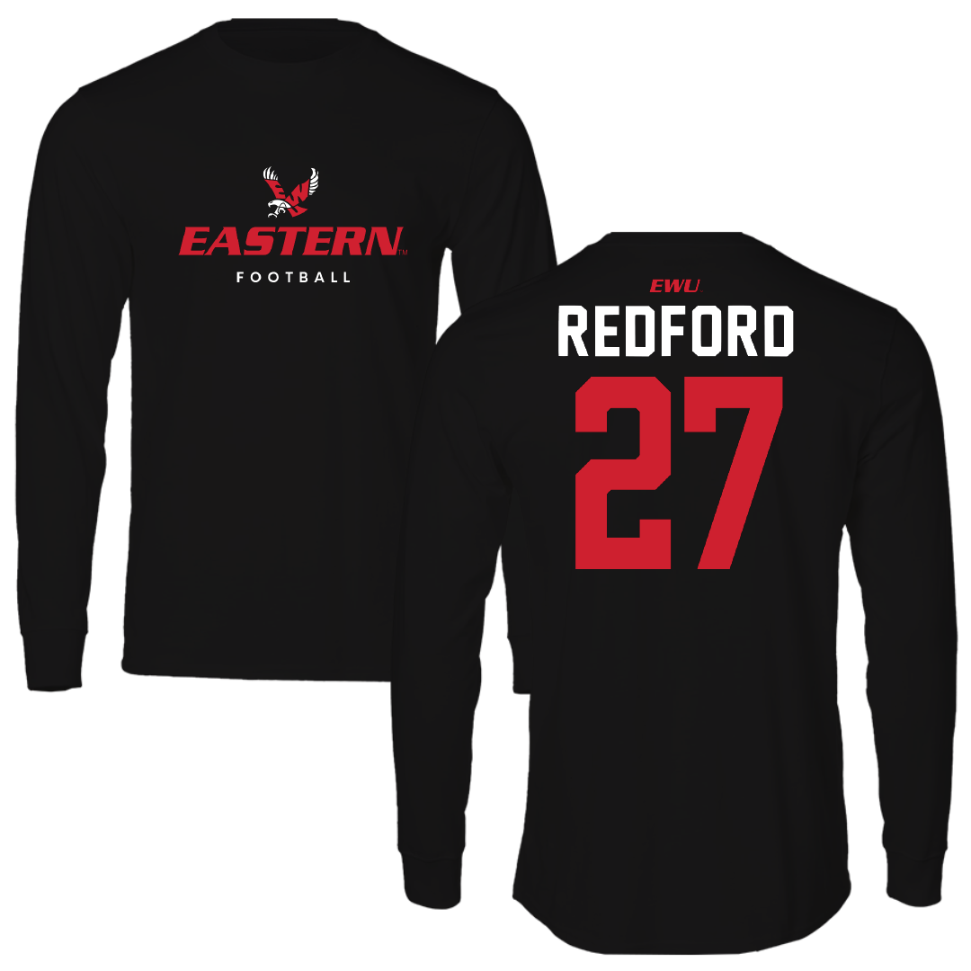 Eastern Washington University Football Black Eastern Performance Long Sleeve - #27 Isaac Redford