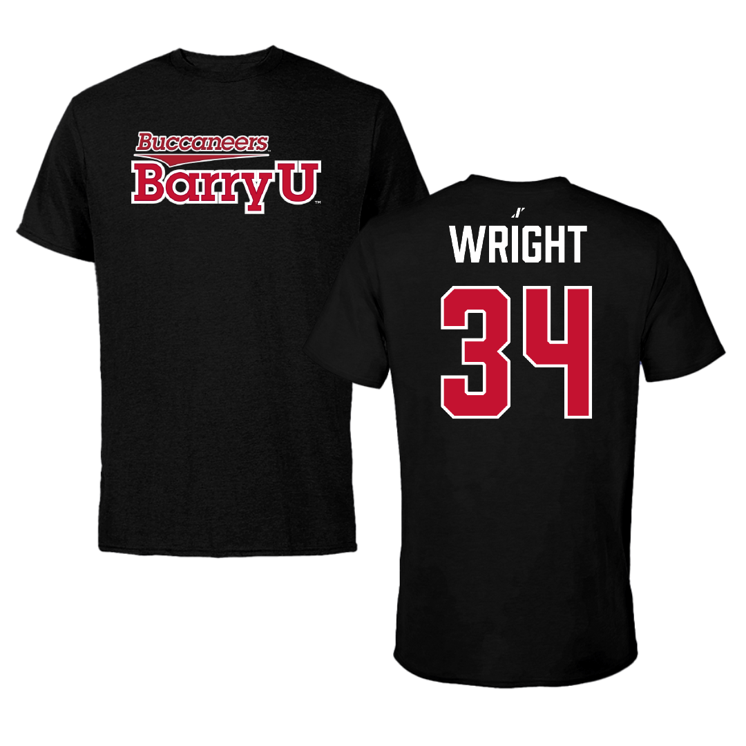 Barry University Baseball Black Performance Tee - #34 Dane Wright