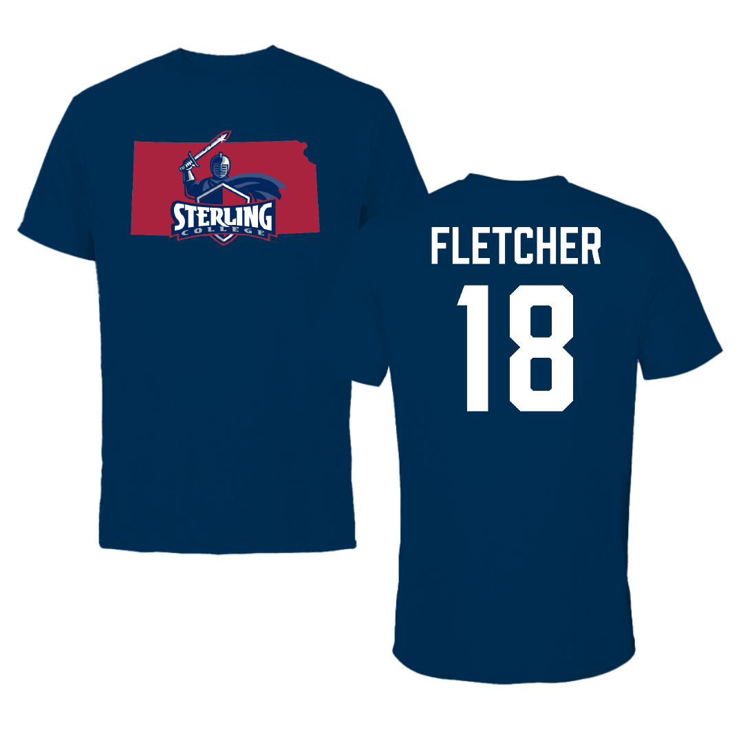 Sterling College Baseball Navy State Tee - #18 Peyton Fletcher