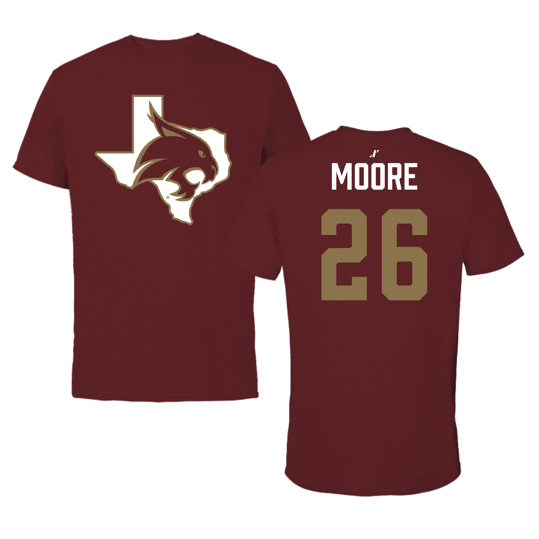 Texas State University Baseball Maroon State Tee - #26 Nolan Moore