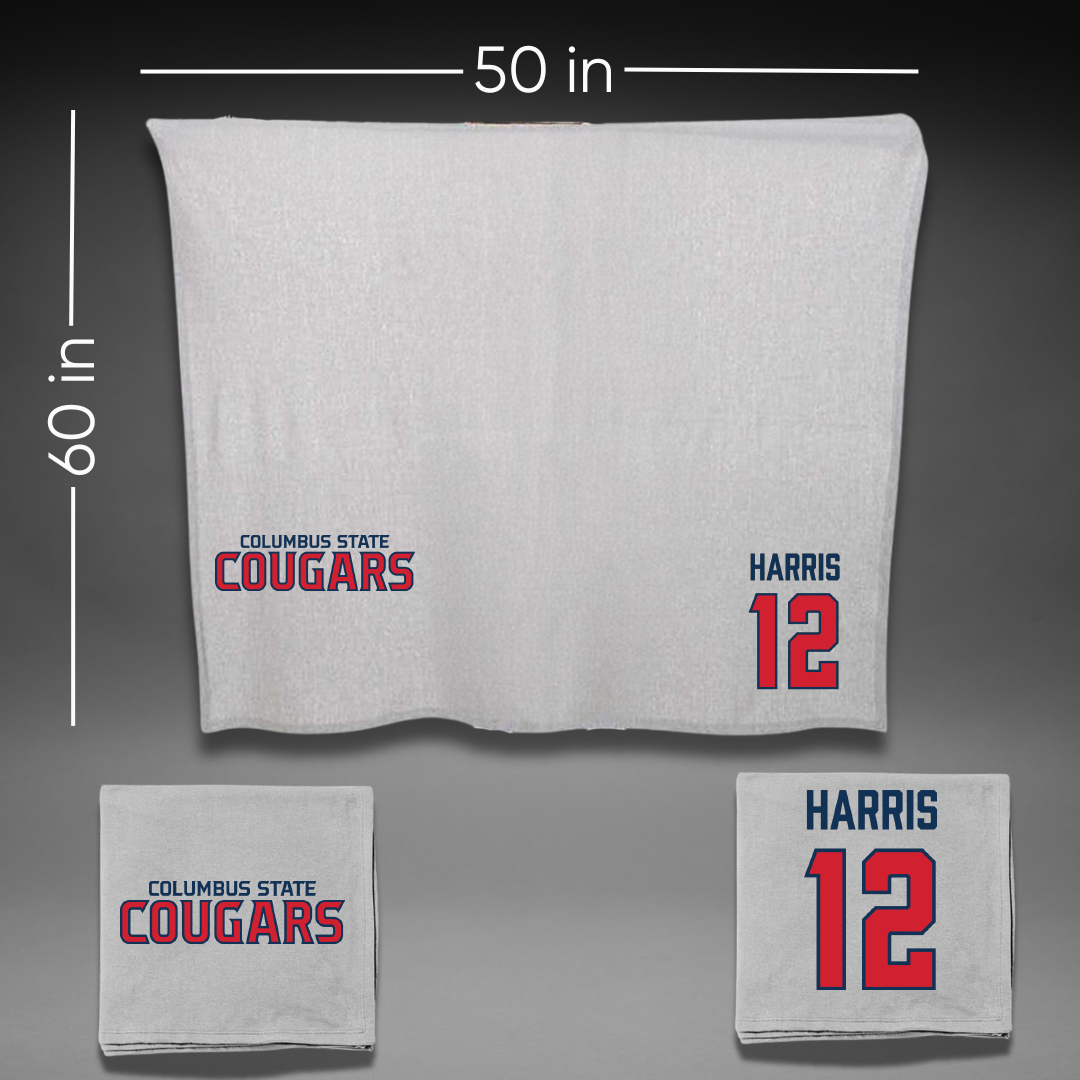 Columbus State University Basketball Gray Blanket - #12 Jay Harris
