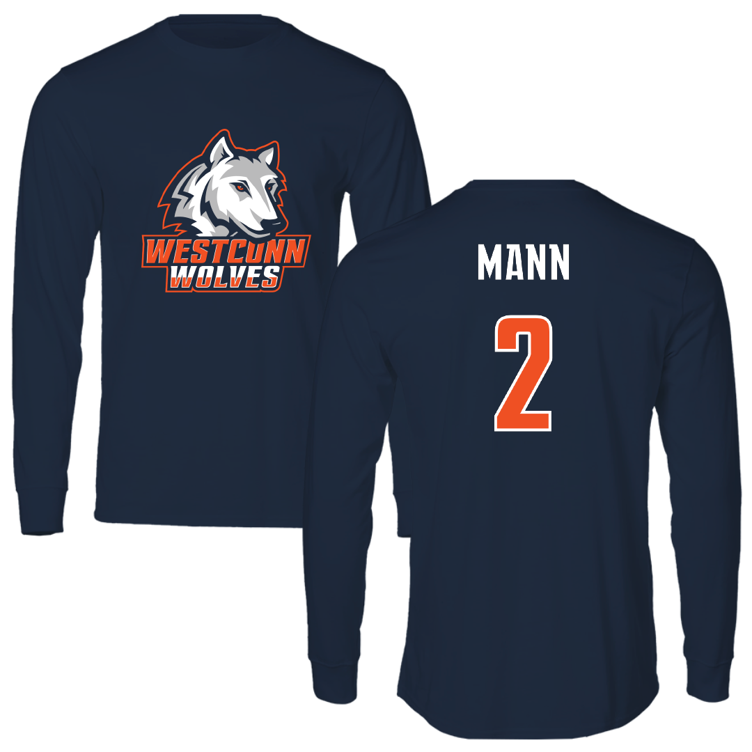 Western Connecticut State University Lacrosse (M) Navy Wolves Performance Long Sleeve - #2 Brady Mann