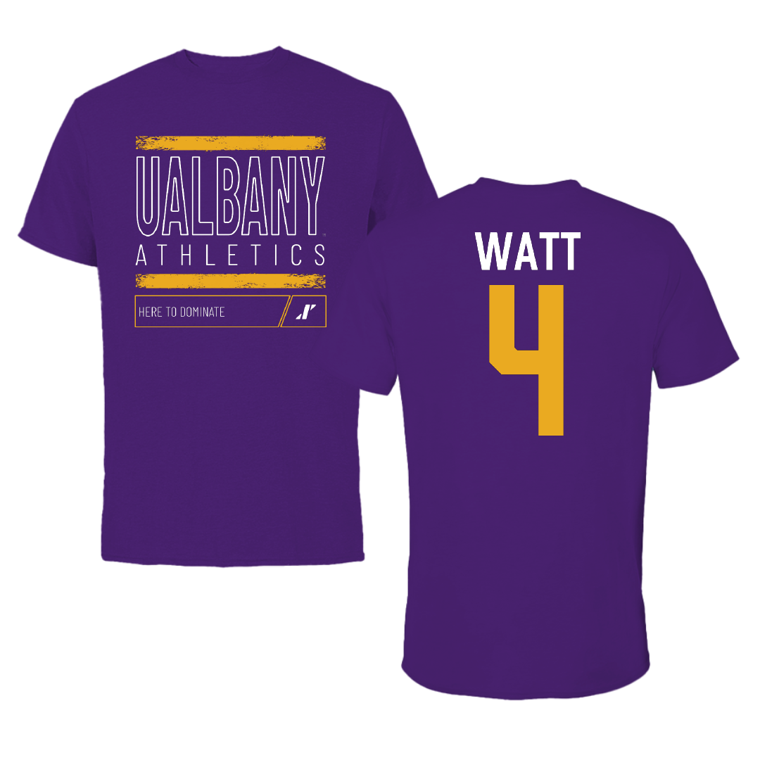 University at Albany Soccer Purple Dominate Tee - #4 Lucas Watt