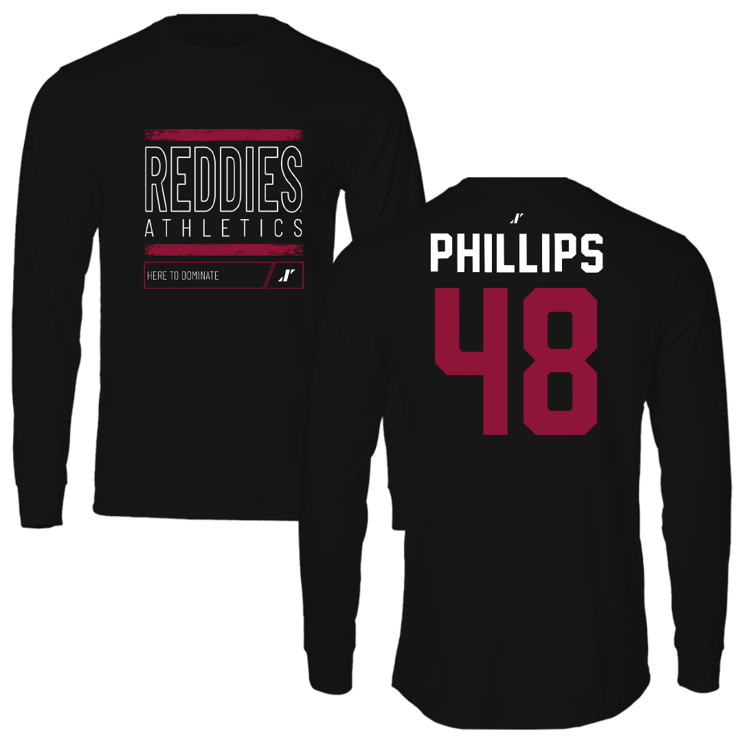 Henderson State University Baseball Black Dominate Performance Long Sleeve - #48 Austin Phillips