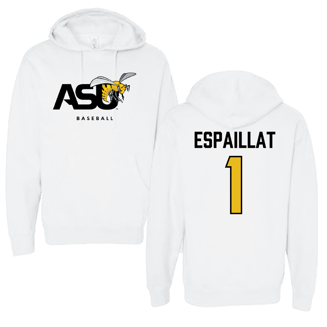 Alabama State University Baseball White ASU Hoodie - #1 Alex Espaillat