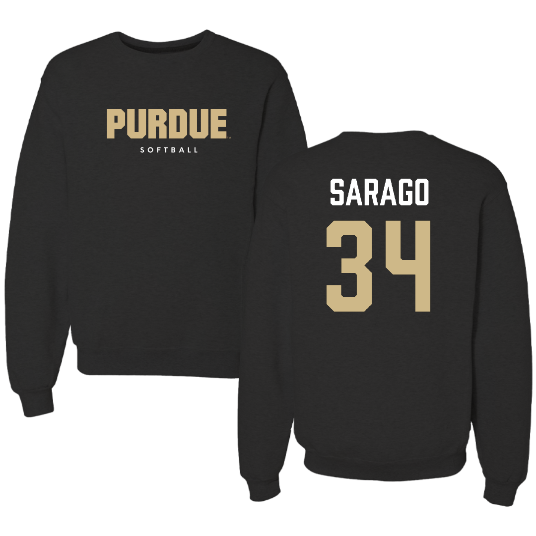 Purdue University Softball Black Crewneck - #34 Kate Sarago