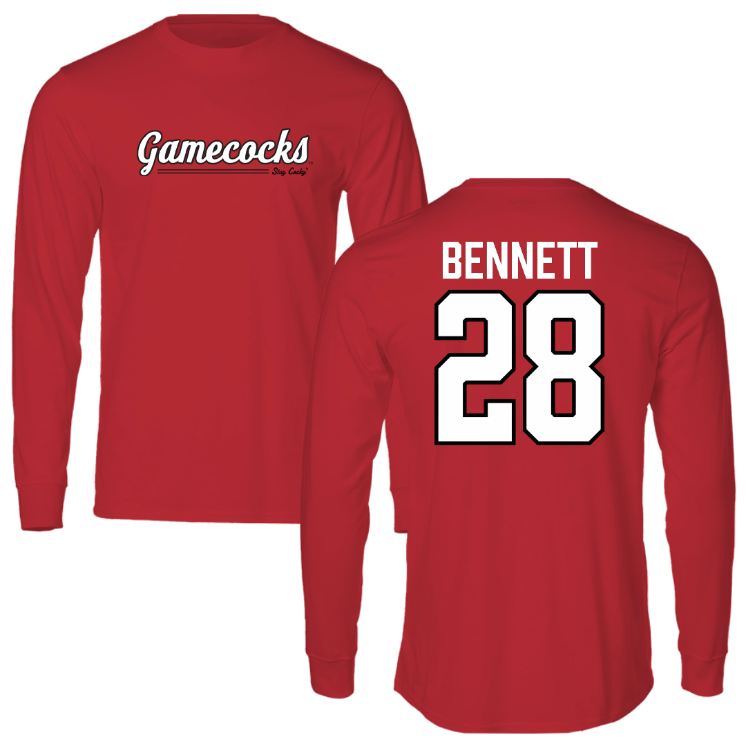Jacksonville State University Football Red General Performance Long Sleeve - #28 Reggion Bennett