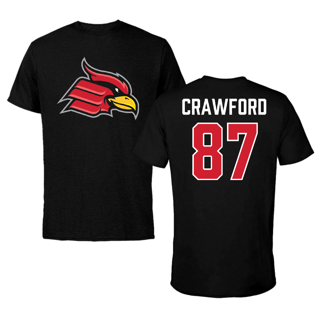 Wheeling University Football Black Performance Tee - #87 Isaiah Crawford