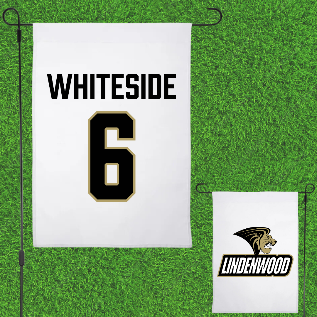 Lindenwood University Volleyball (M) White Garden Flag - #6 Caden Whiteside
