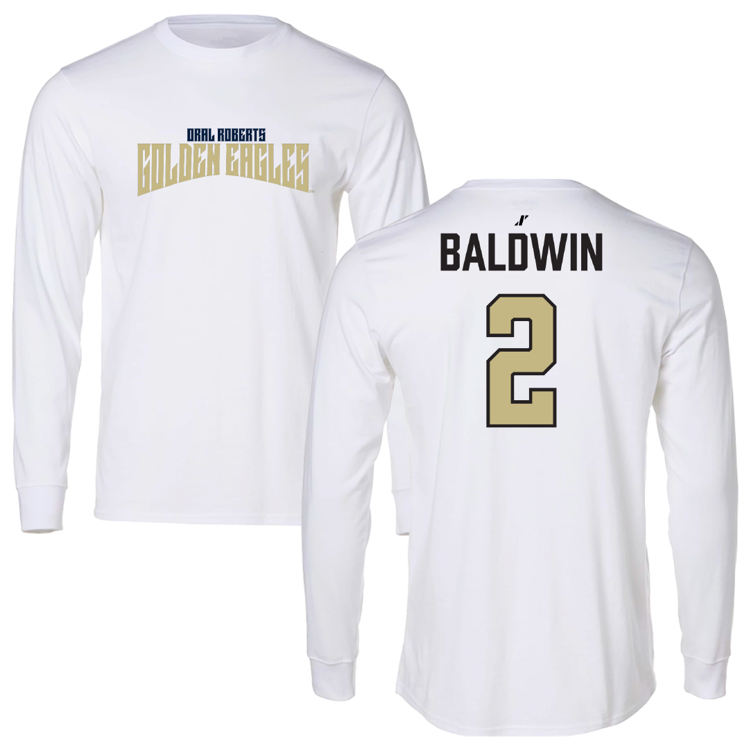 Oral Roberts University Basketball White Classic Performance Long Sleeve - #2 Gentry Baldwin