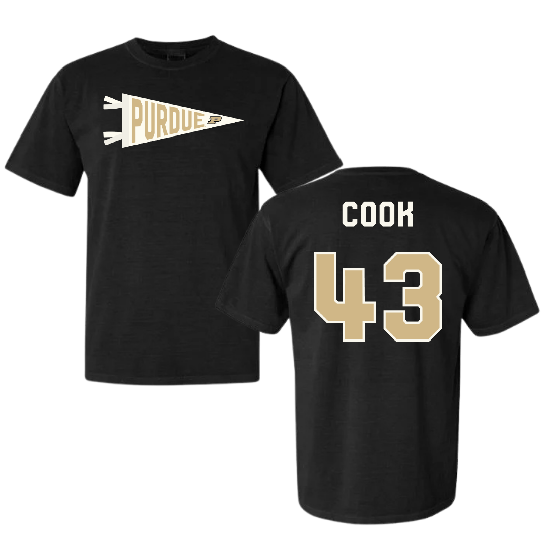 Purdue University Baseball Black Pennant Comfort Colors Tee - #43 Avery Cook