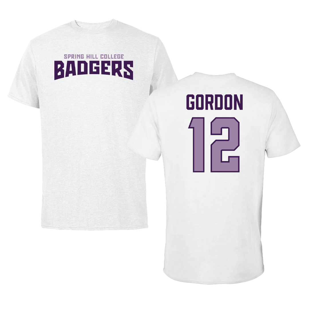 Spring Hill College Basketball White Classic Performance Tee - #12 Natalie Gordon