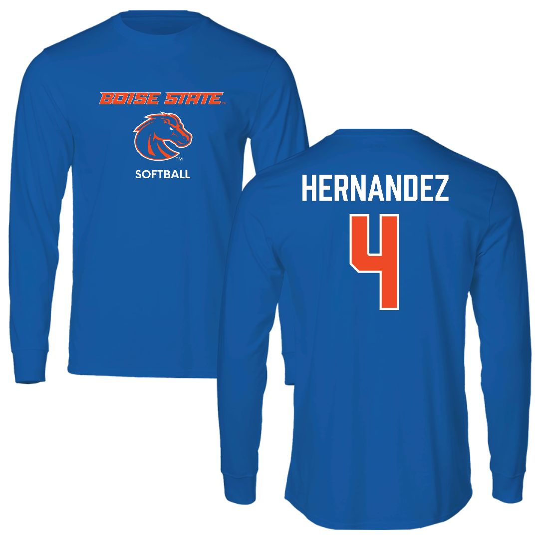 Boise State University Softball Blue Performance Long Sleeve - #4 Ashley Hernandez