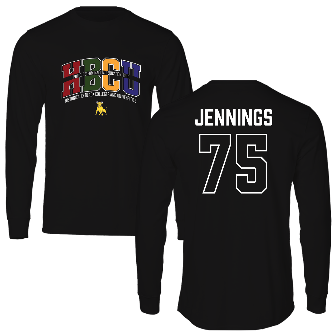 Johnson C. Smith University Football Black HBCU Performance Long Sleeve - #75 Jeremiah Jennings