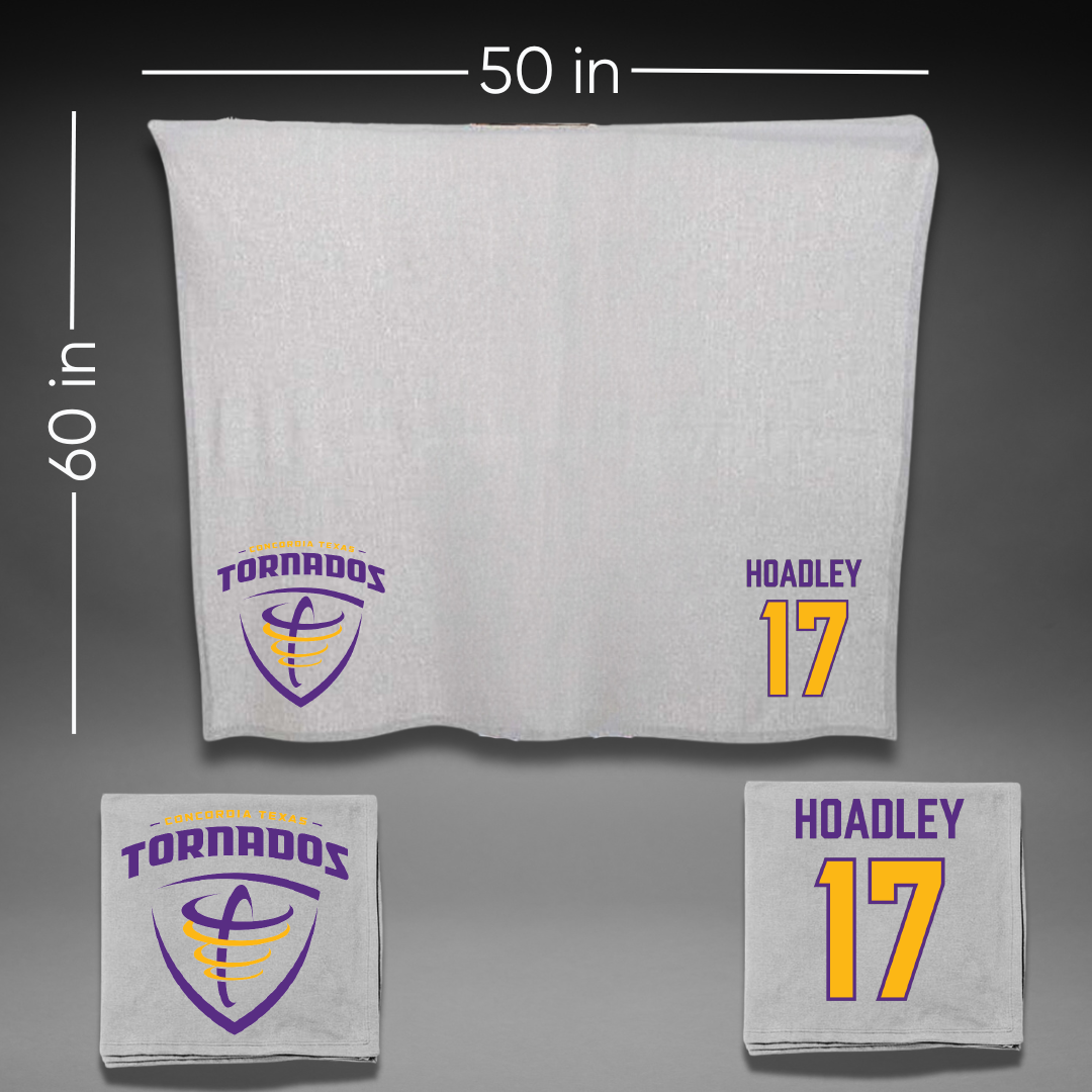 Concordia University (Texas) Baseball Gray Blanket - #17 Rowdy Hoadley