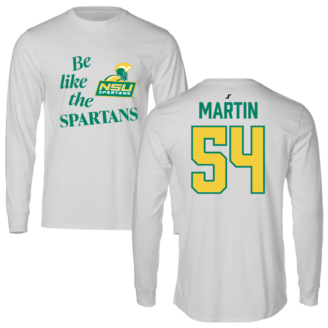 Norfolk State University Football Light Gray Be Like Us Performance Long Sleeve - #54 Javontay Martin
