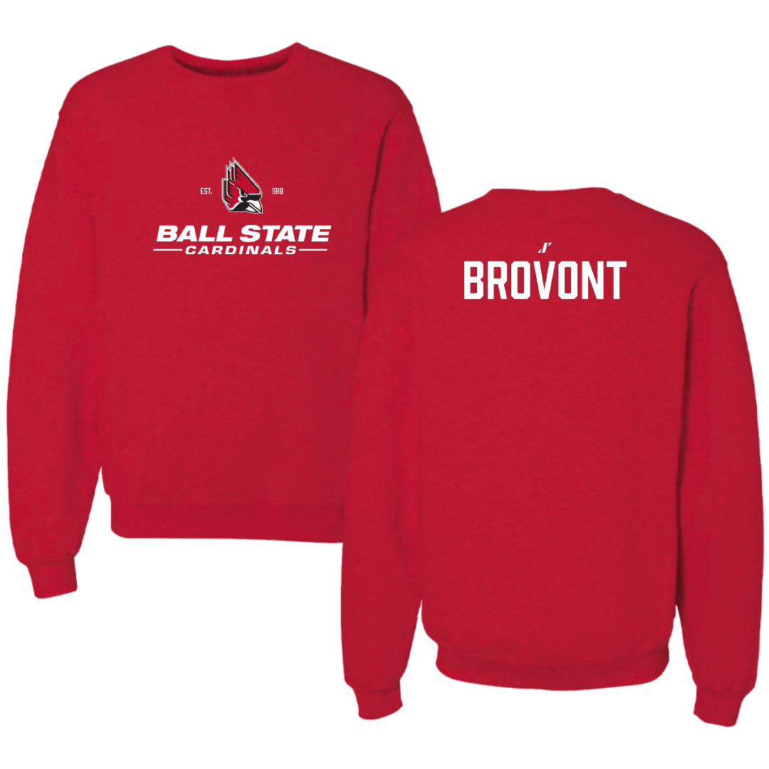 Ball State University Swimming & Diving Red General Crewneck - Porter Brovont