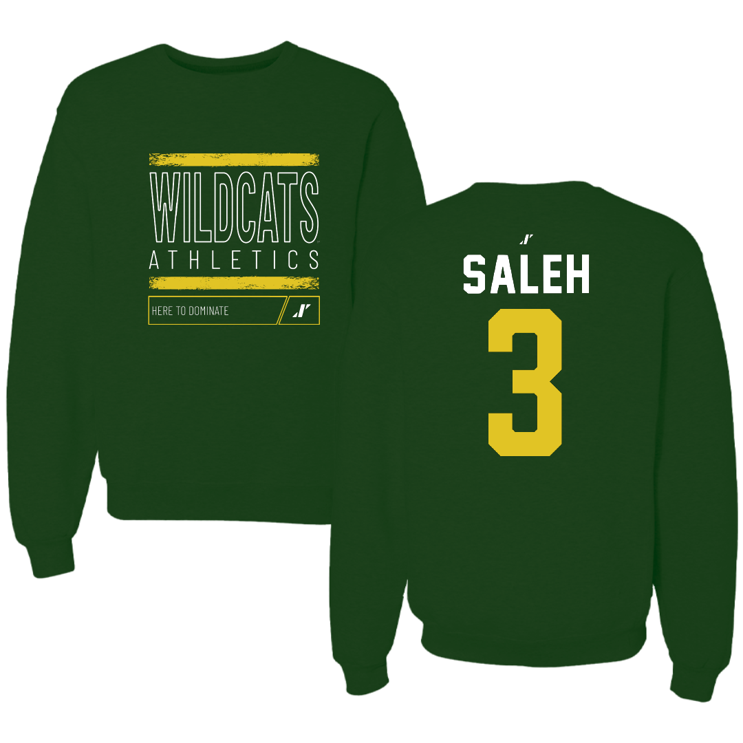 Northern Michigan University Football Forest Green Dominate Crewneck - #3 Adam Saleh