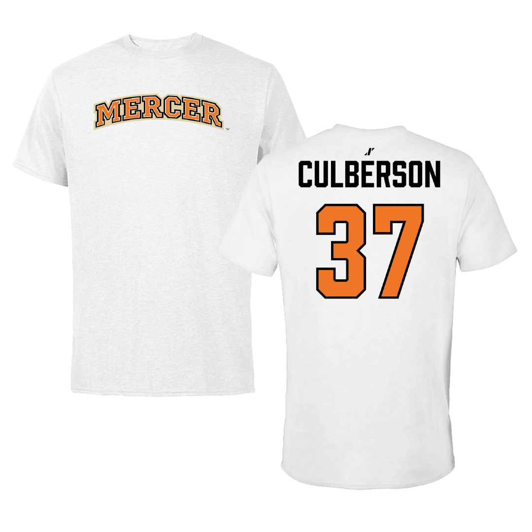 Mercer University Baseball White Tee - #37 Cooper Culberson