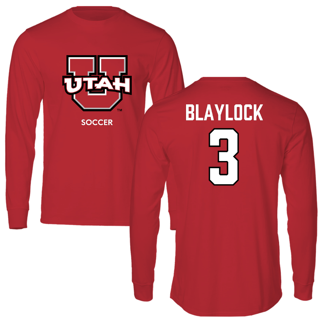 University of Utah Soccer (W) Red Utes Performance Long Sleeve - #3 Brooklyn Blaylock