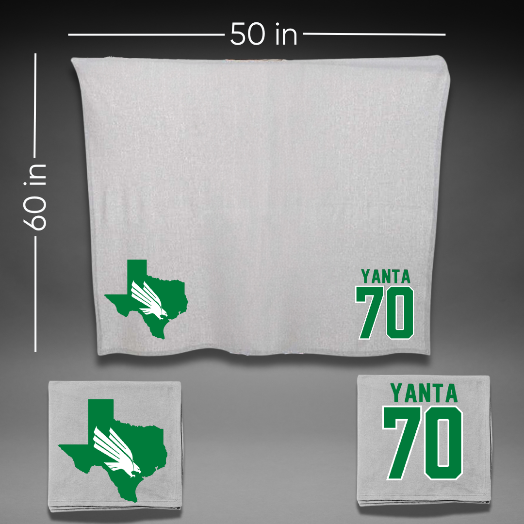 University of North Texas Football Gray Blanket - #70 Tay Yanta