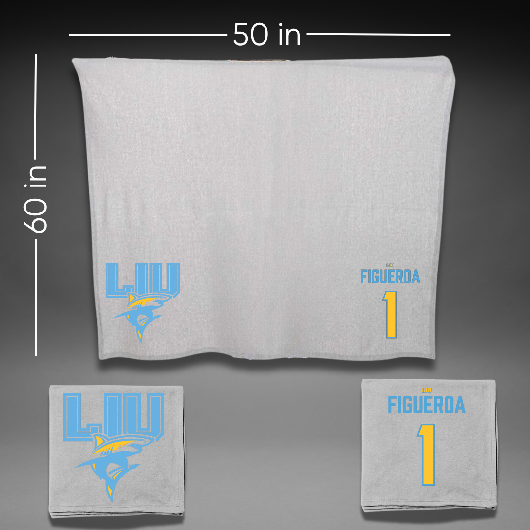 Long Island University Baseball Gray Shark Blanket - #1 Nate Figueroa
