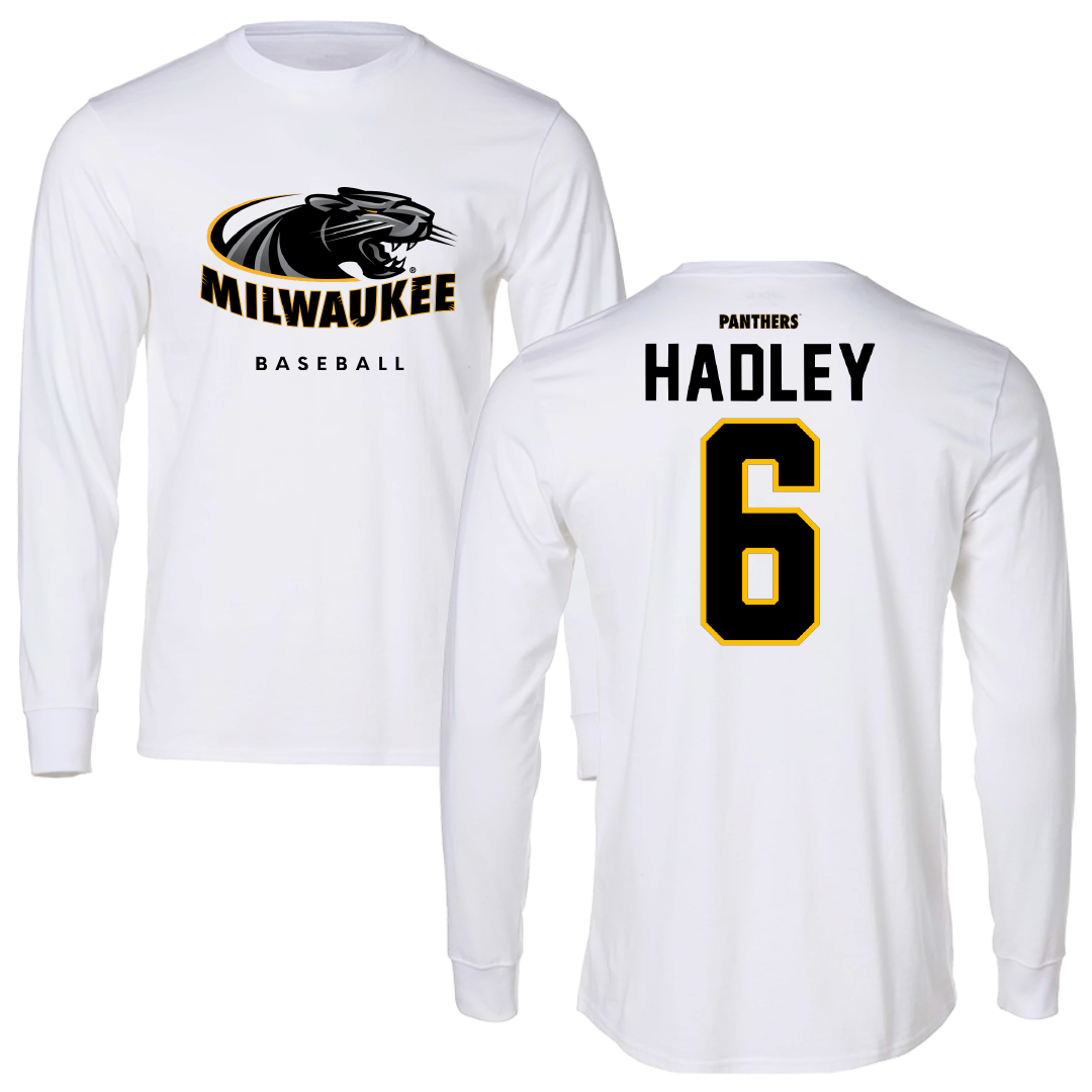 University of Wisconsin-Milwaukee Baseball White Performance Long Sleeve - #6 John Hadley