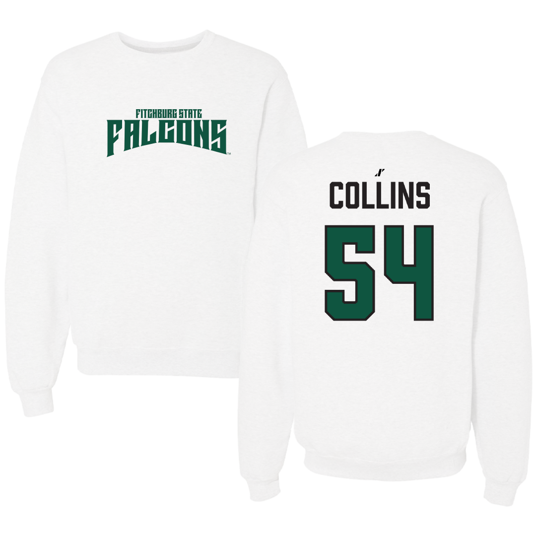 Fitchburg State University Football White Classic Crewneck - #54 Liam Collins