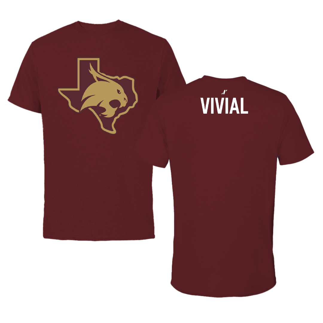 Texas State University Cheer Maroon State Performance Tee - Luke Vivial