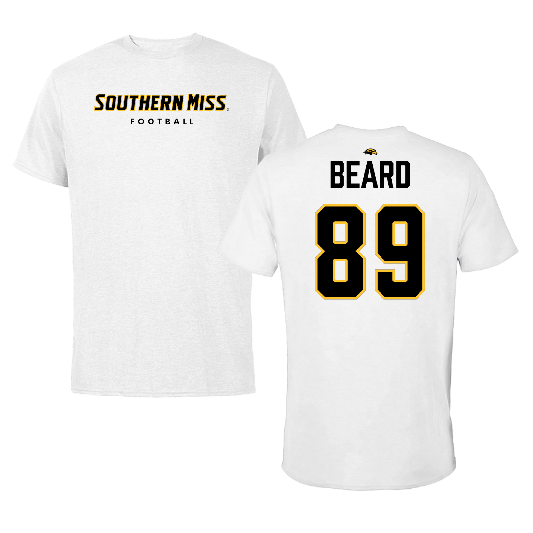 The University of Southern Mississippi Football White Performance Tee - #89 Luke Beard