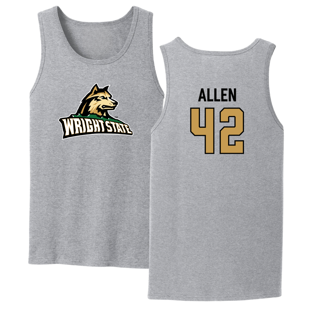 Wright State University Baseball Sport Gray Tank Top - #42 Cameron Allen