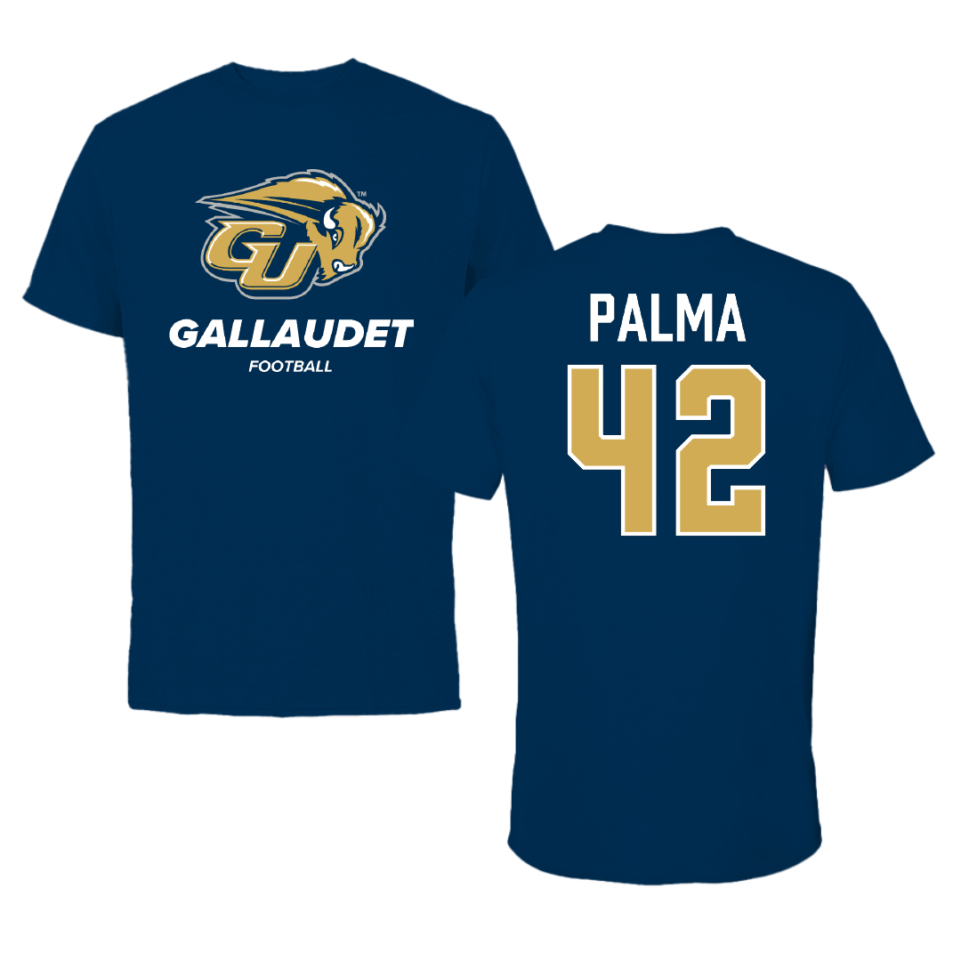 Gallaudet University Football Navy Tee - #42 Larry Palma