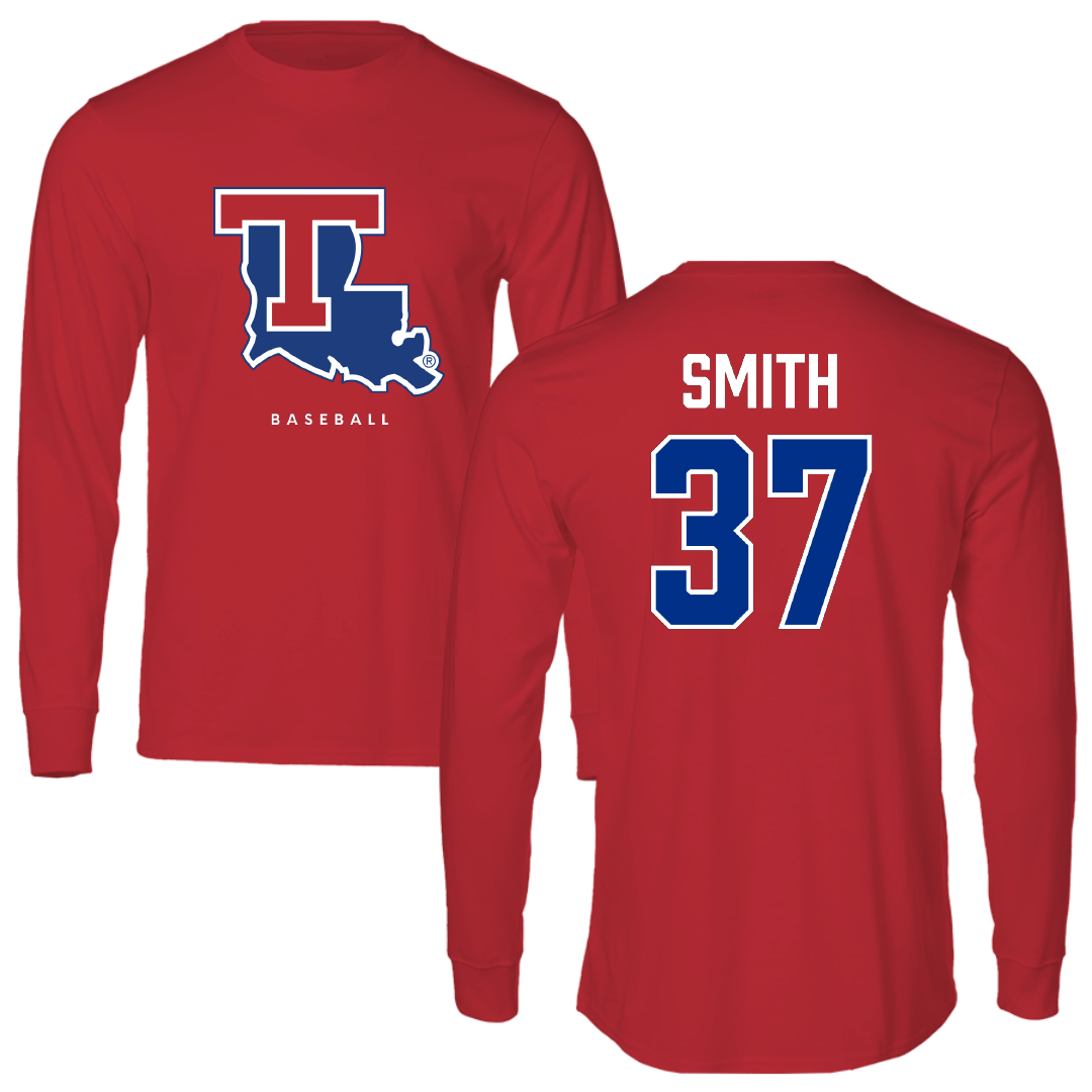 Louisiana Tech University Baseball Red Long Sleeve - #37 Cooper Smith