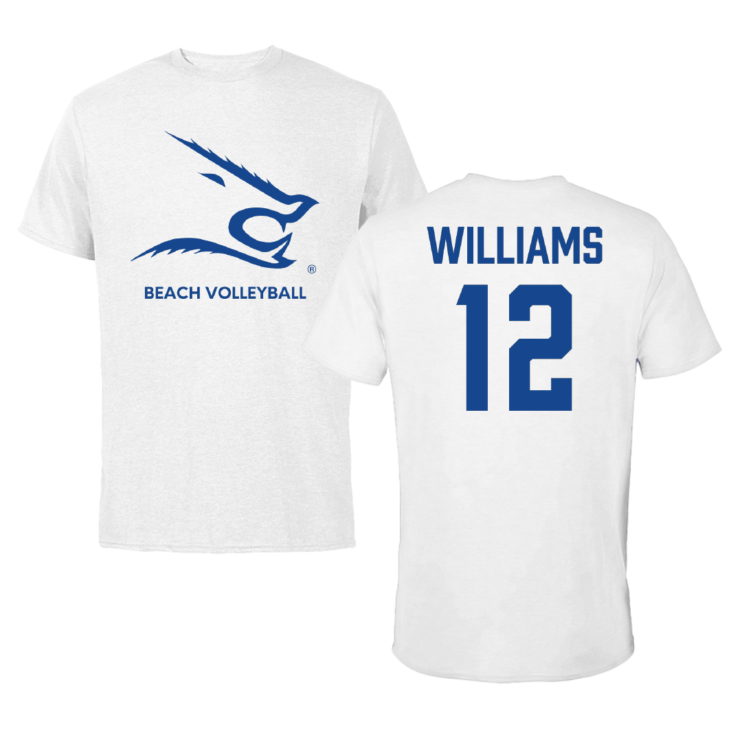 Texas A&M University-Kingsville Beach Volleyball White Tee - #12 Elizabeth Williams