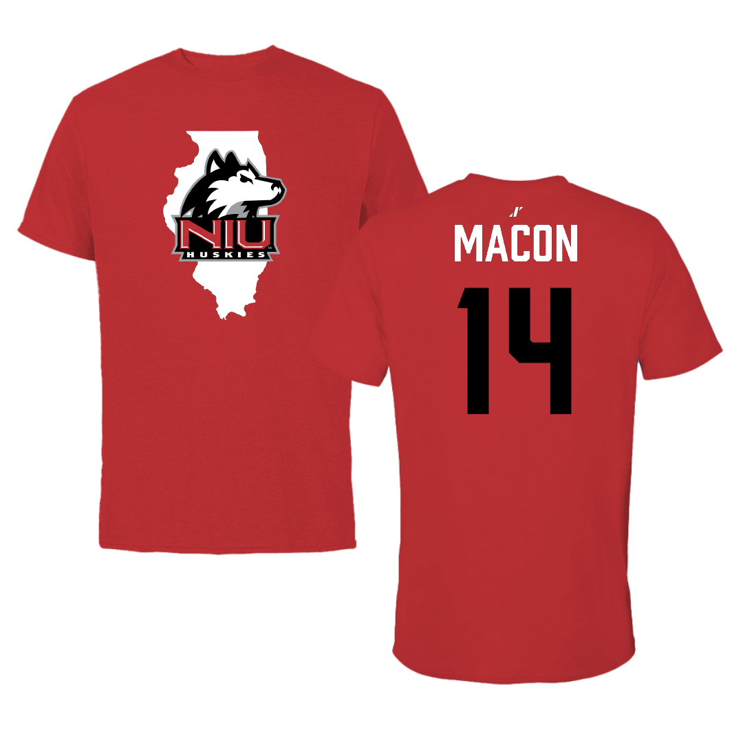 Northern Illinois University Football Red State Tee - #14 Jalen Macon