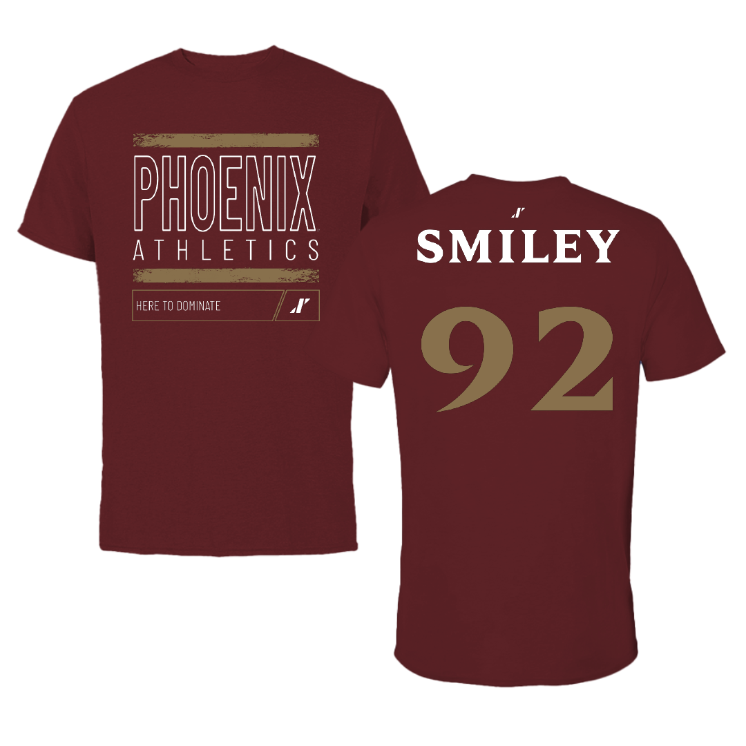 Elon University Football Maroon Dominate Performance Tee - #92 Brandon Smiley