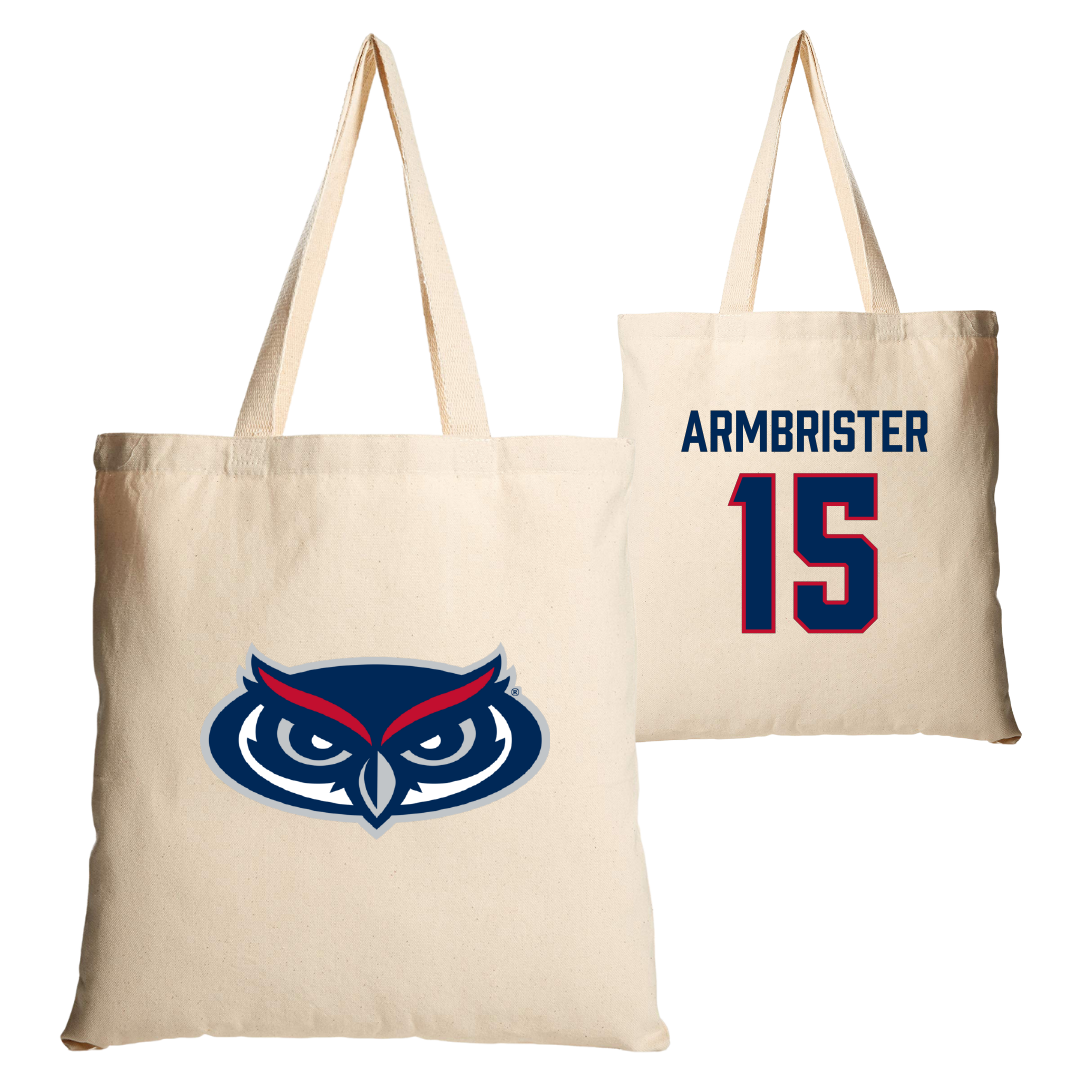 Florida Atlantic University Basketball Tan Canvas Tote Bag - #15 Kayana Armbrister