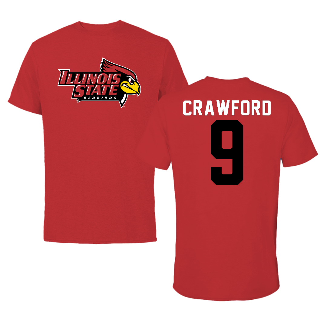 Illinois State University Football Red Redbird Performance Tee - #9 Rylan Crawford